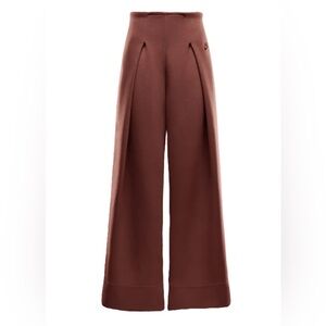 Nike Tech Fleece FV8052-218 High-Waisted Pleated Wide Leg Pants Red Sepia XS